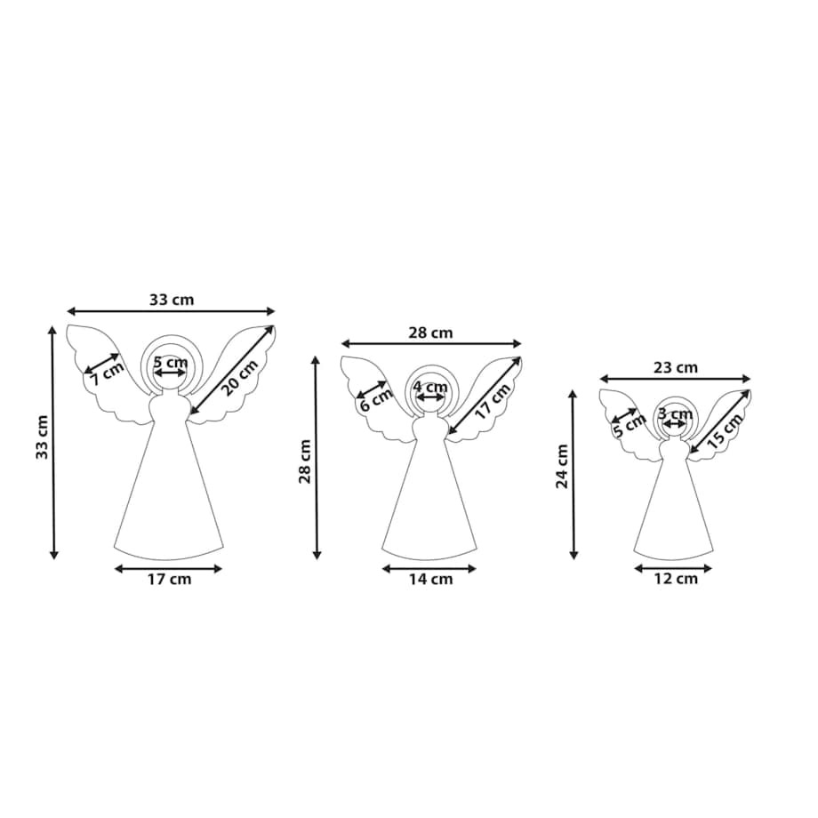 Zestaw 3 figurek dekoracyjnych EIRA Anioł 24/28/33 cm Beżowy