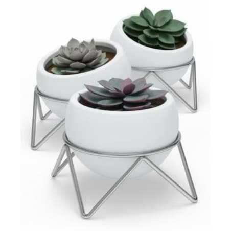 Zestaw 3 doniczek (biało-srebrny) Potsy Umbra