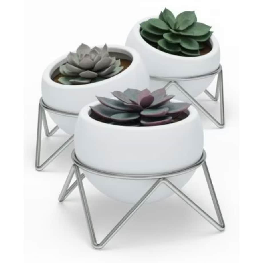 Zestaw 3 doniczek (biało-srebrny) Potsy Umbra