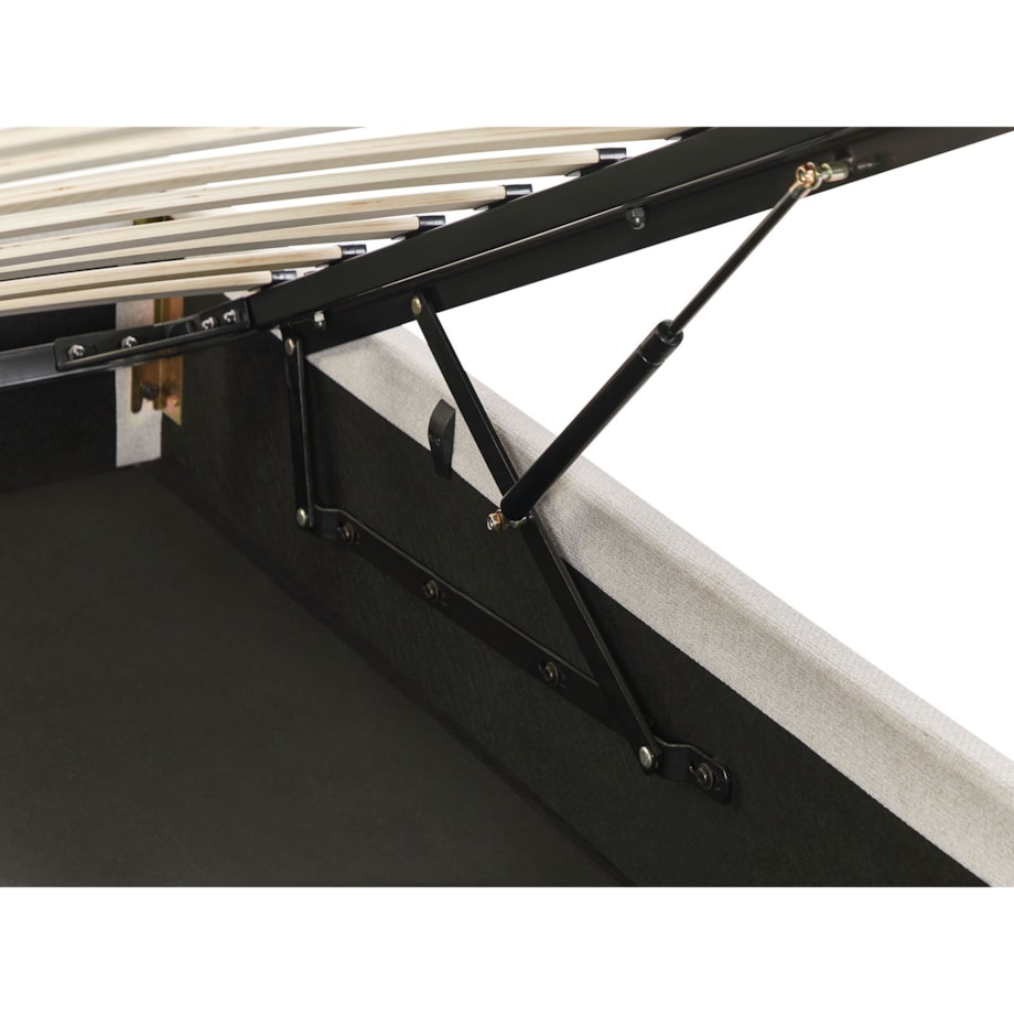 Łóżko z pojemnikiem tapicerowane 160 x 200 cm jasnobeżowe DINAN