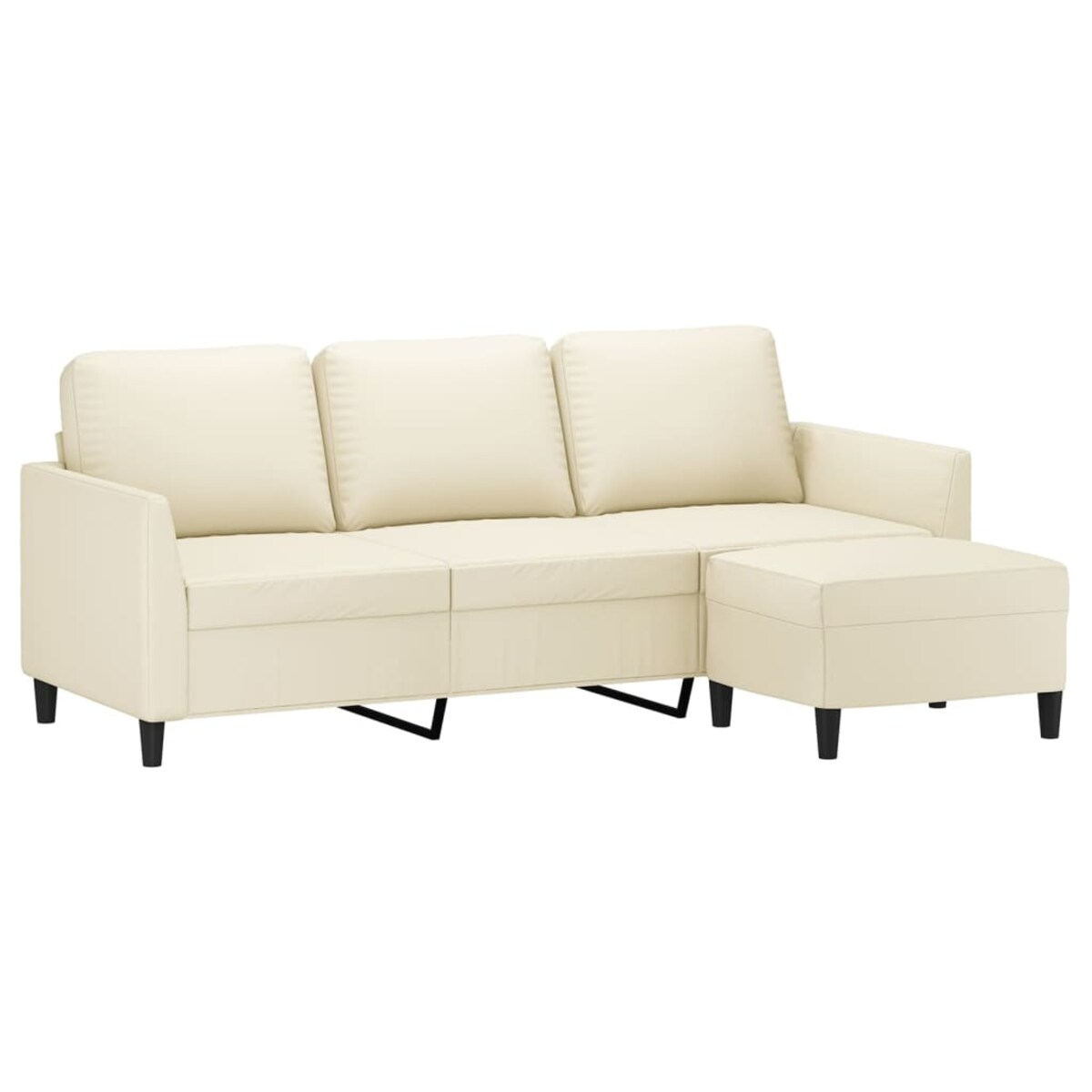 vidaXL 3-osobowa sofa z podnóżkiem, kremowa, 180 cm, sztuczna skóra