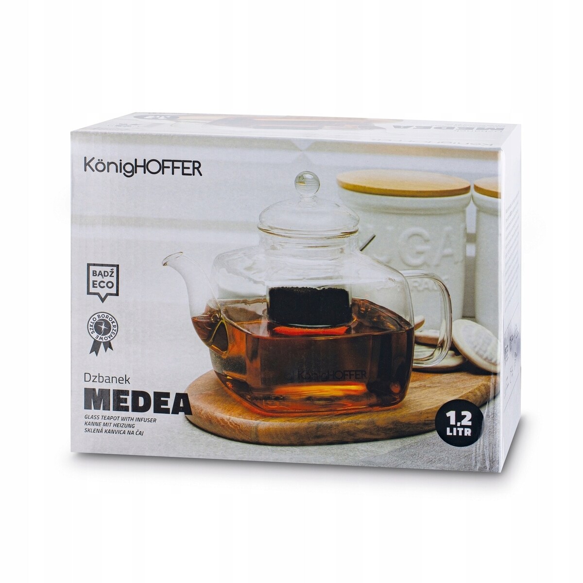 DZBANEK Z ZAPARZACZEM szklanym sitko imbryk czajnik na zioła herbatę 1,2 L