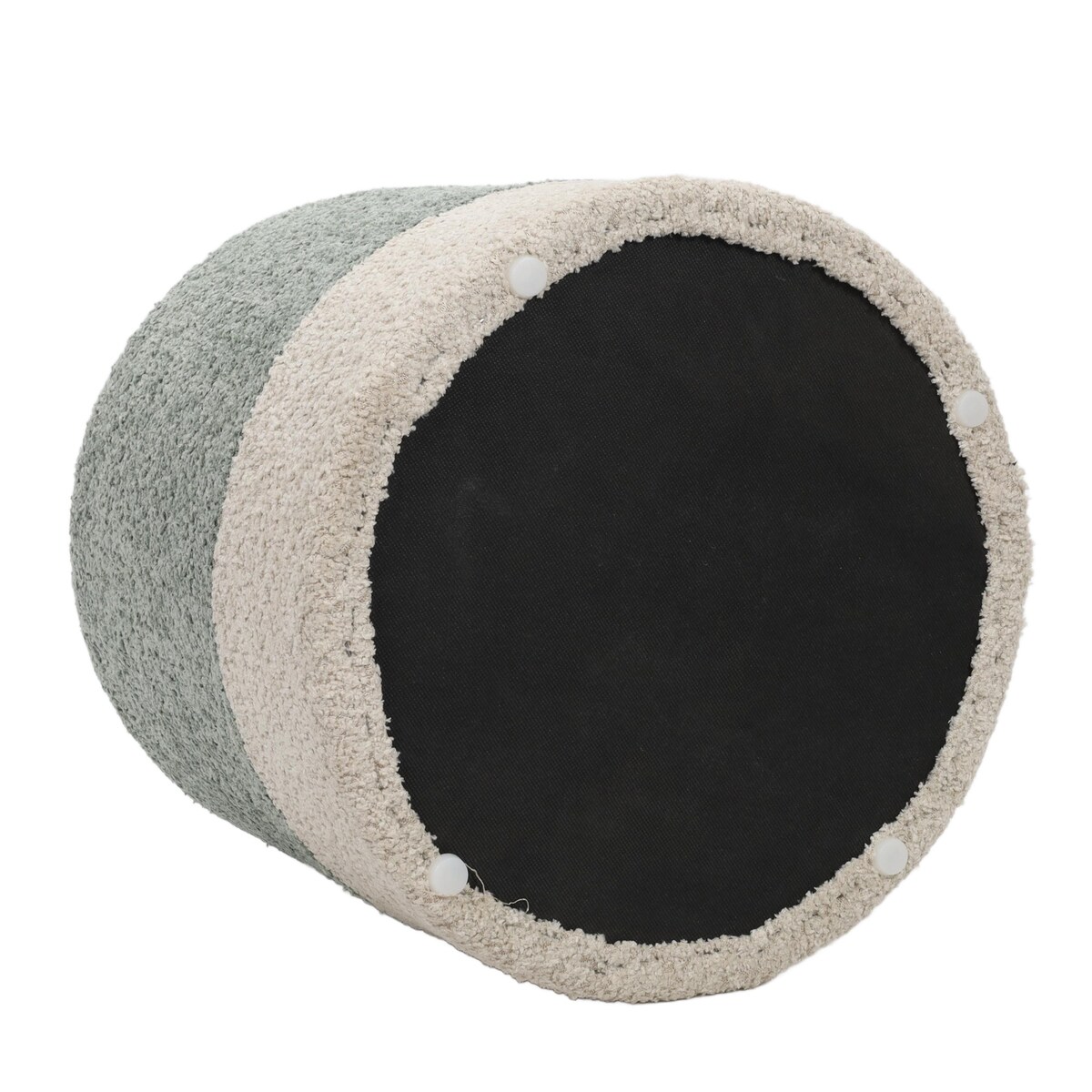 Pufa okrągła tapicerowana w dwóch kolorach boucle, Ø 35 x 34 cm