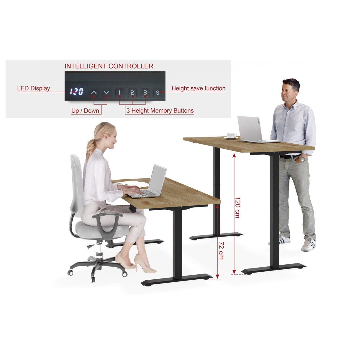 Biurko elektryczne z regulacją BIMotion 2S 160x80 czarny/dąb