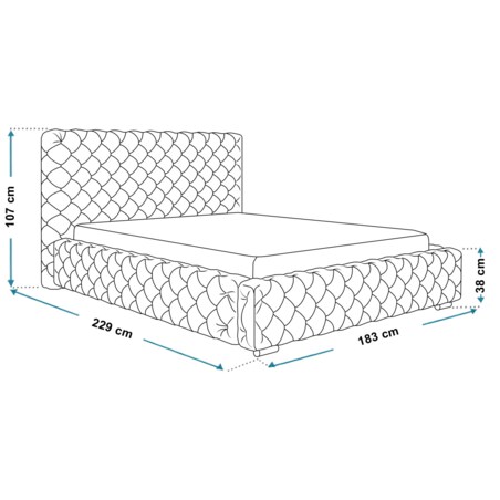 Łóżko do sypialni z pojemnikiem 160x200 BEN 15 tkanina boucle- ecru