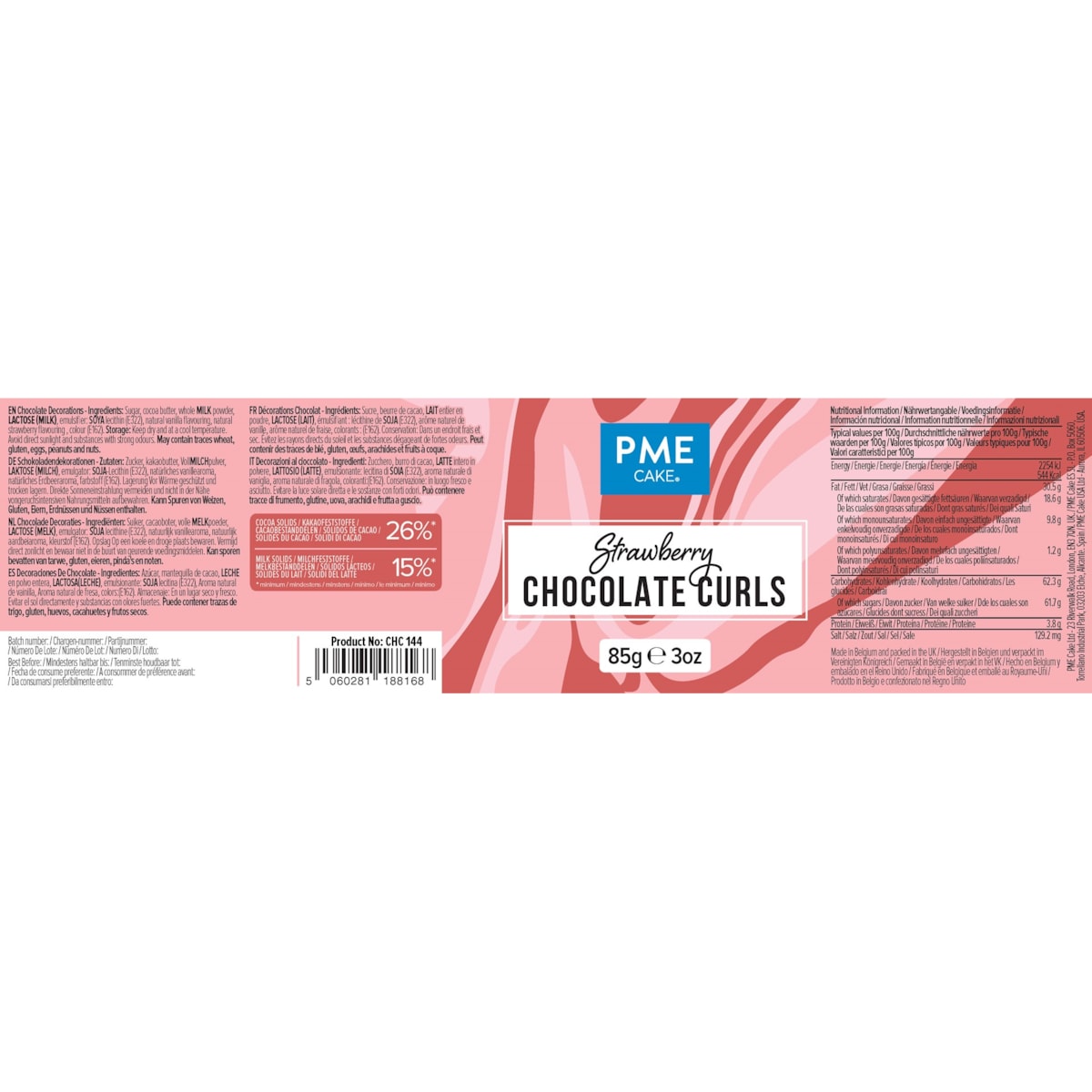 PME Wiórki czekoladowe o smaku truskawki 85 g