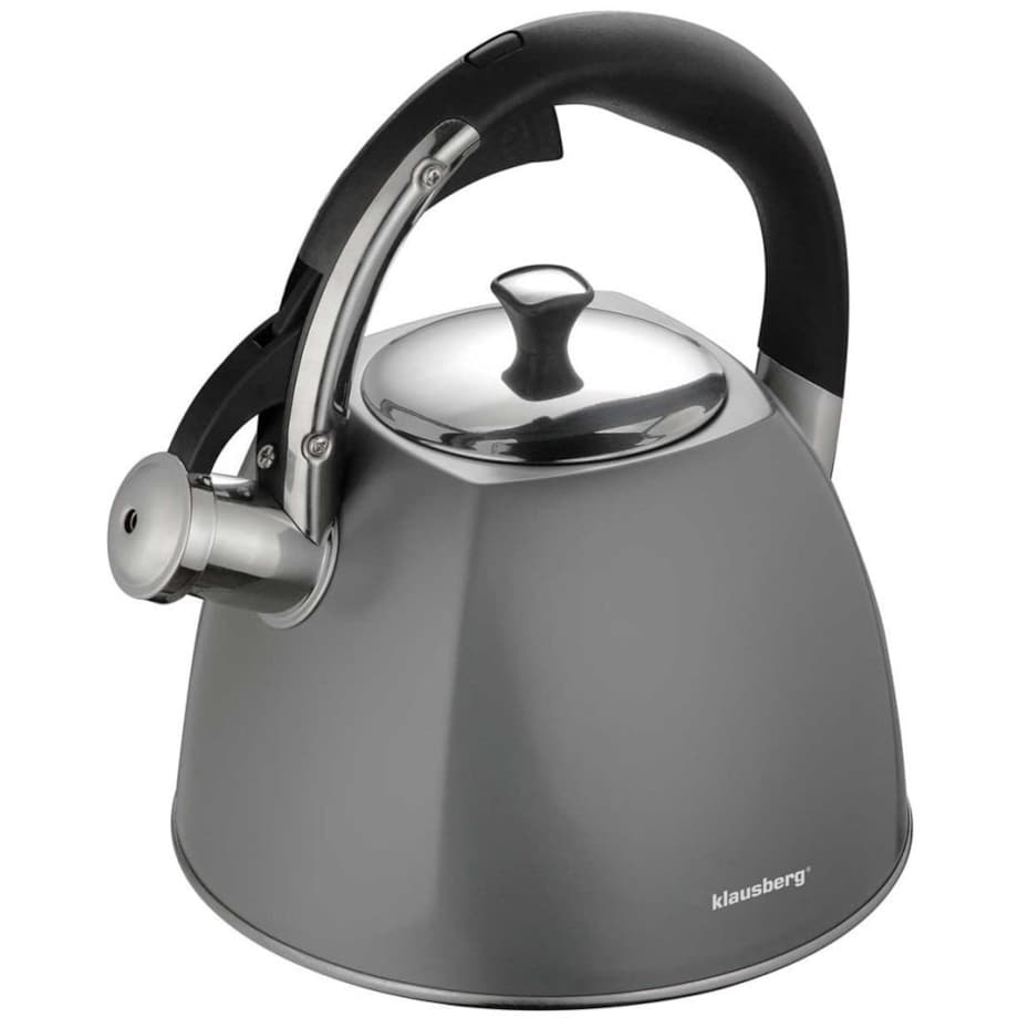 Czajnik stalowy z gwizdkiem 2.2L szary KLAUSBERG