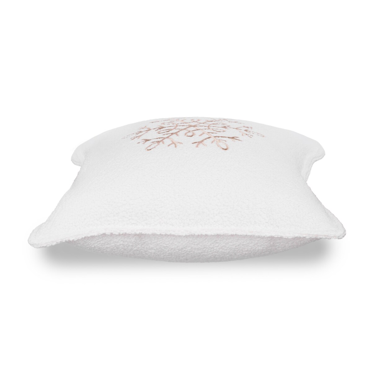 Biała poduszka Bouclé z haftem 30x30 cm