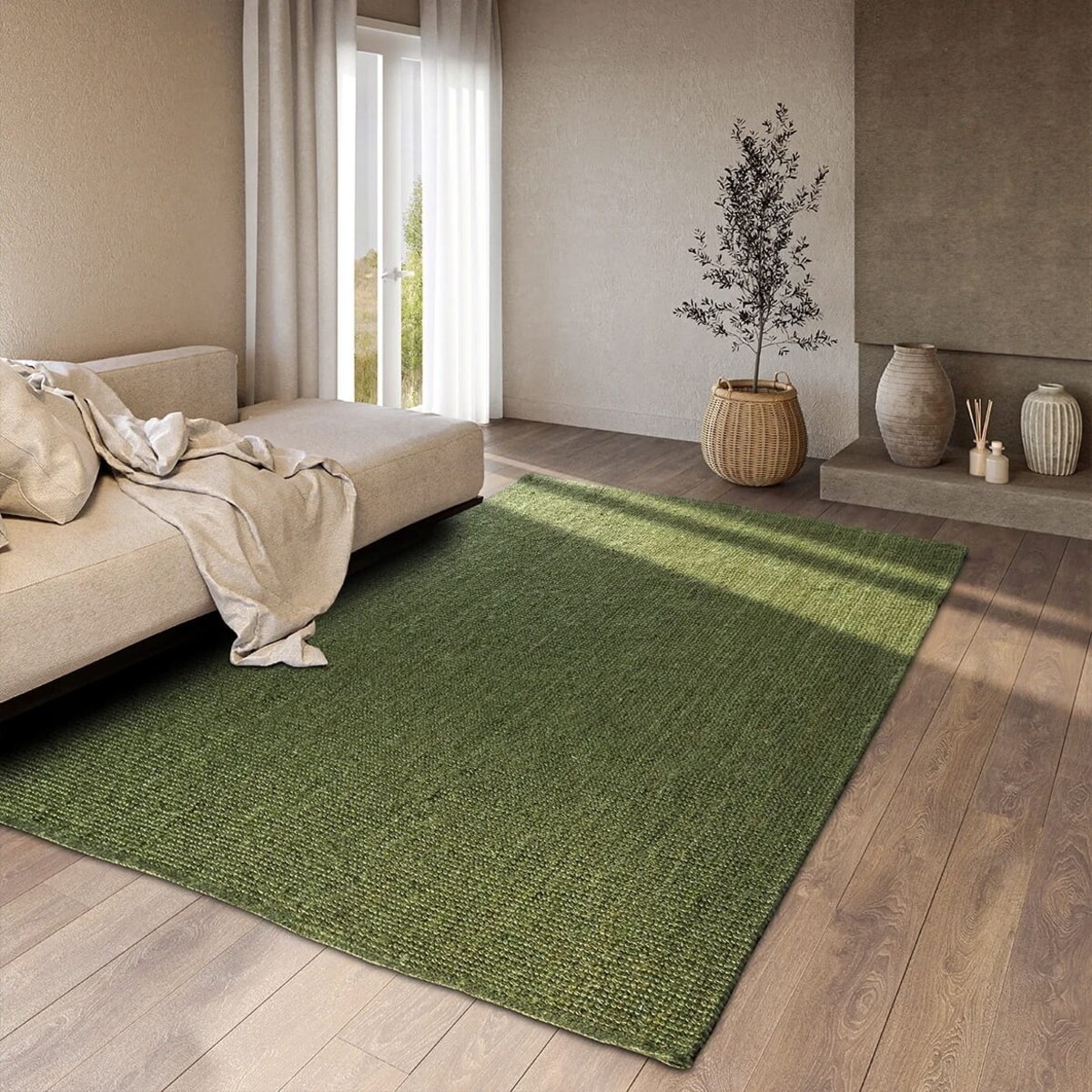 DYWAN naturalny z juty Villeroy & Boch Bouclé 160x230cm w kolorze zielonym,khaki