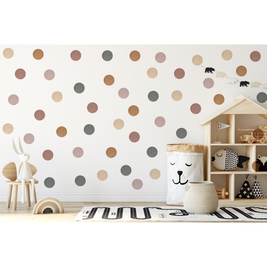 Naklejki Na Ścianę Dla Dzieci KROPKI Grochy Styl Boho Zestaw 50 szt.