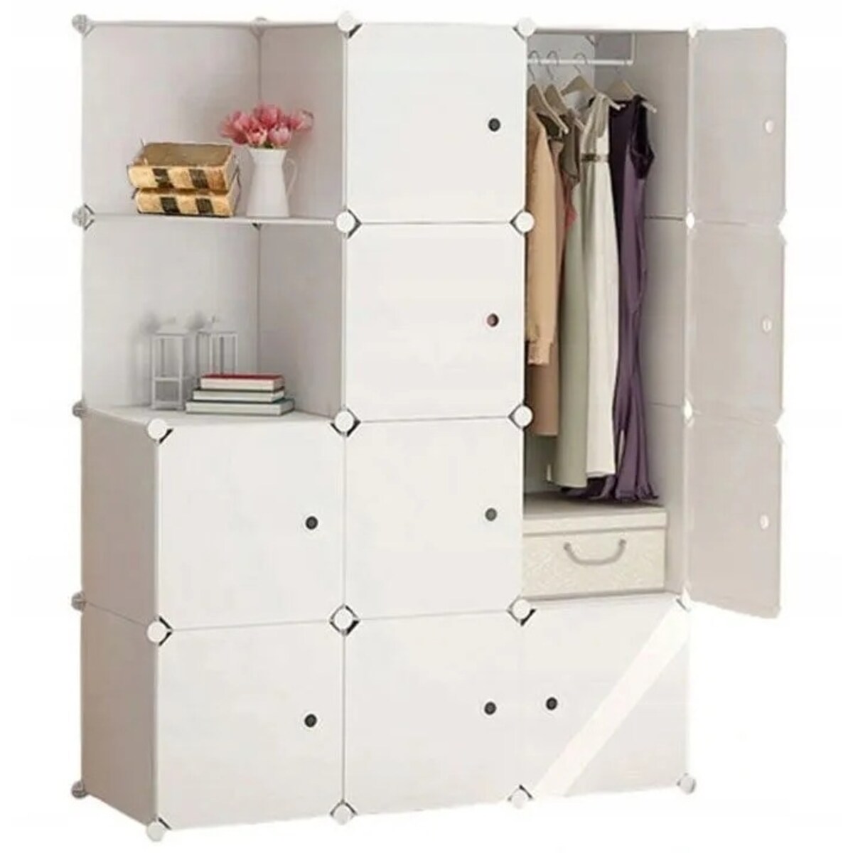 Szafa garderoba na ubrania modułowa biała półki drążek pojemna duża xxl