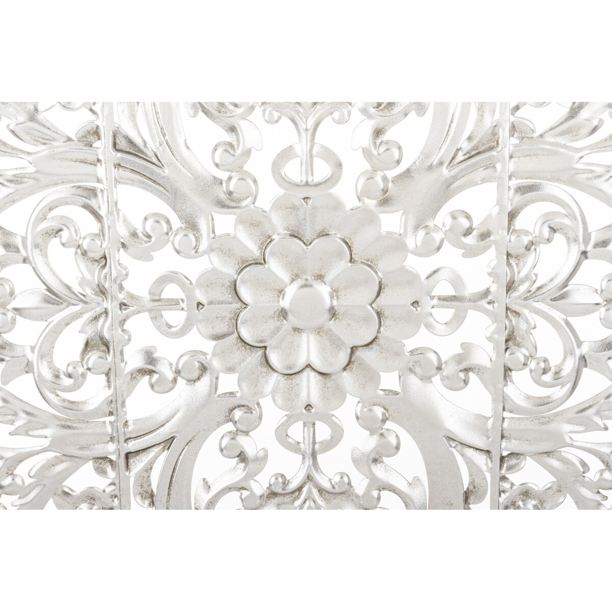 Dekoracja ścienna metalowa 80x80x2 cm ROZETA srebrna