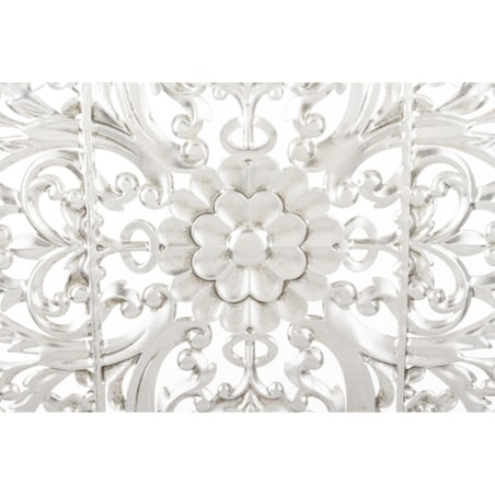 Dekoracja ścienna metalowa 80x80x2 cm ROZETA srebrna
