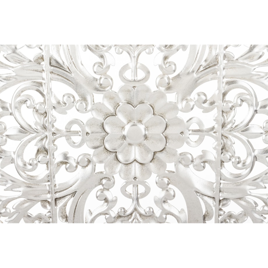 Dekoracja ścienna metalowa 80x80x2 cm ROZETA srebrna