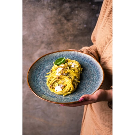 Serwis obiadowy Aokari niebiesko-biały na 6 osób 18 szt. Nowoczesny Do zmywarki Komplet talerzy