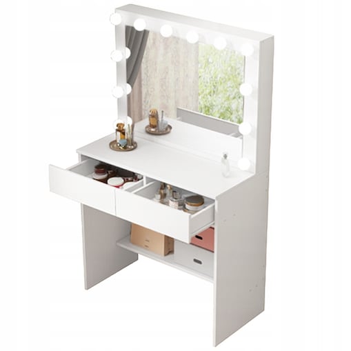 Toaletka z lustrem led kosmetyczna makijażu wizażu nowoczesna glamour loft