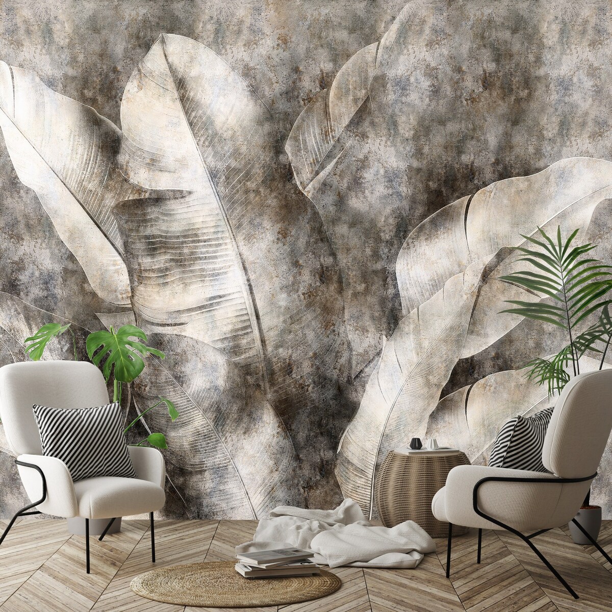 Fototapeta Do Sypialni Salonu Na Flizelinie Liście Vintage Brązowy 250x175