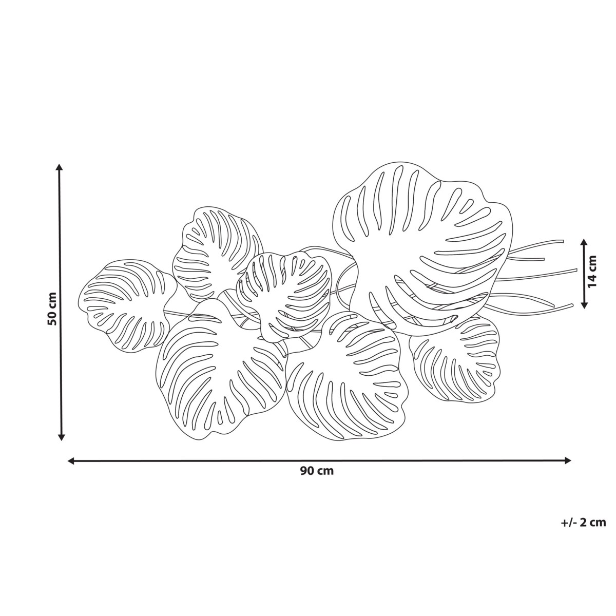 Dekoracja ścienna Liść HOLMIUM Metal 50 cm Purpurowy