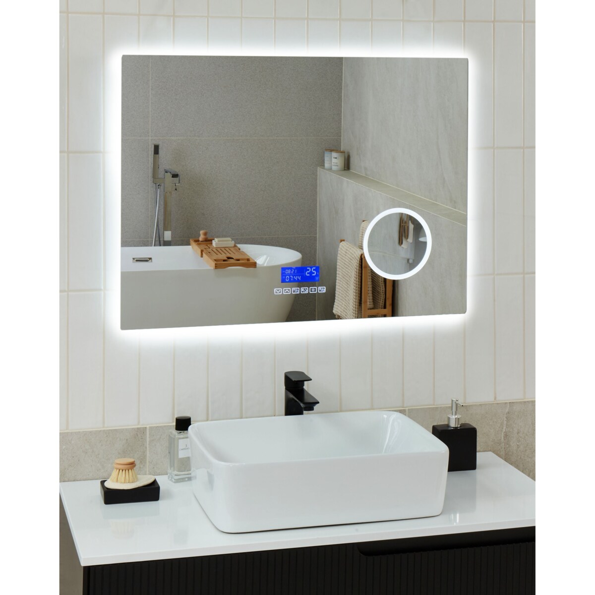 Lustro łazienkowe LED MONTARON 80 cm 60 cm Srebrny