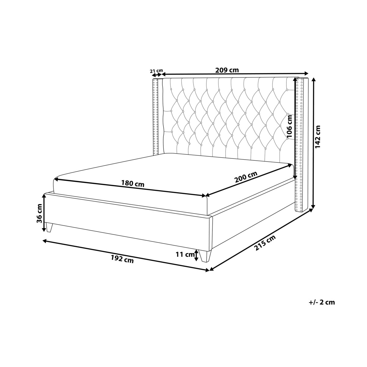 Łóżko welurowe 180 x 200 cm szare LUBBON