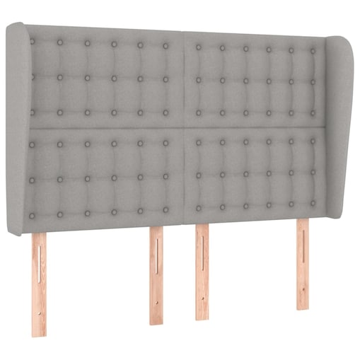 vidaXL Zagłówek uszak, jasnoszary, 147x23x118/128 cm, tkanina