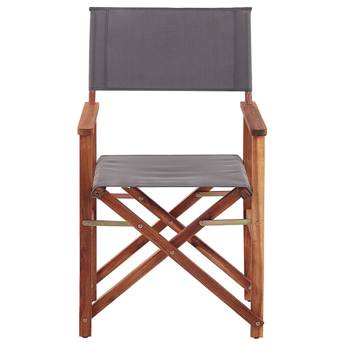 Zestaw 2 krzeseł ogrodowych akacjowy ciemne drewno z szarym / wzór w tukany CINE