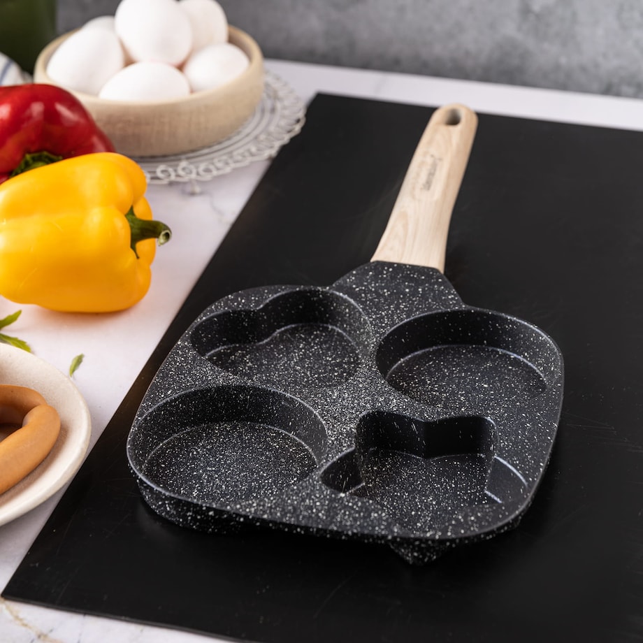 Patelnia marmurkowa 4 w 1 do naleśników jajek placków pancake 18cm CZARNA KLAUSBERG