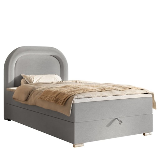 Łóżko kontynentalne BELLA w stylu skandynawskim- szary