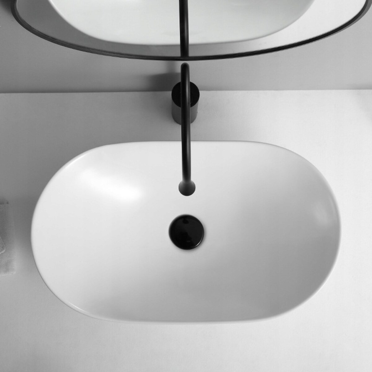 Umywalka nablatowa owalna ceramiczna biała połysk