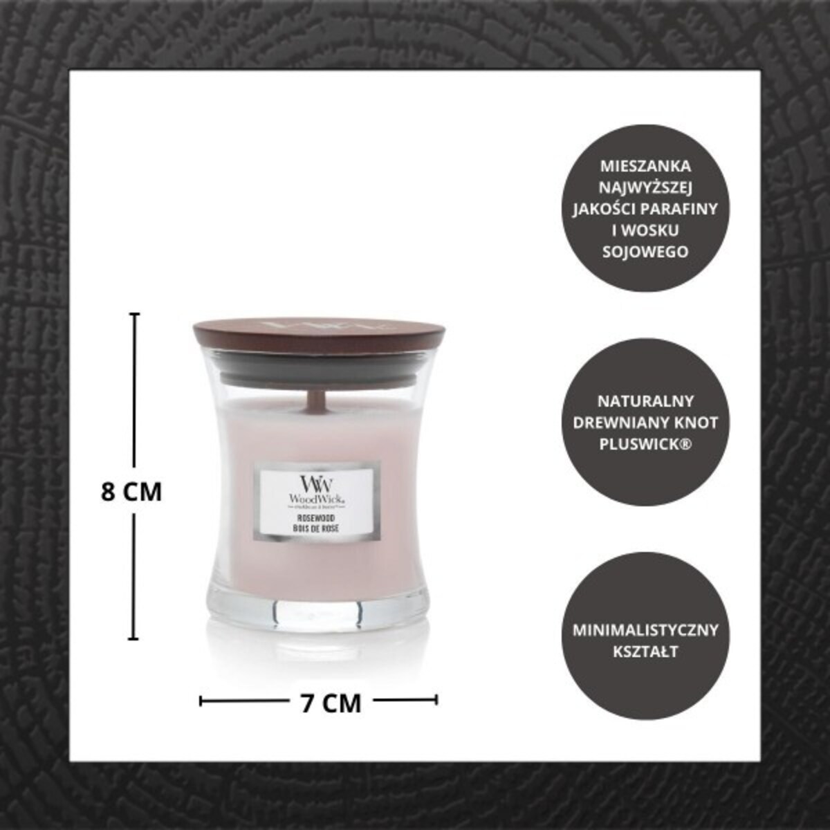 WoodWick świeca mała ROSEWOOD