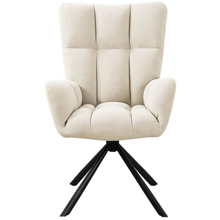 Krzesło tapicerowane obrotowe 180 do salonu jadalni nowoczesne welurowe beżowy