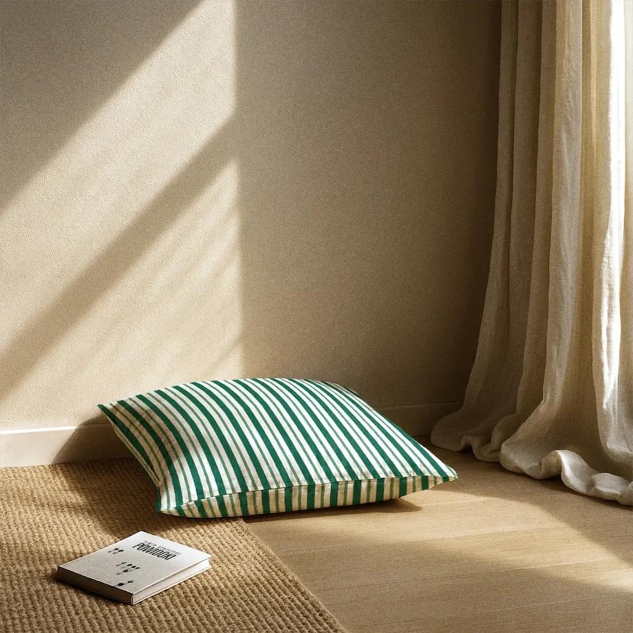 Poduszka świąteczna - klasyczne zielone świąteczne paski