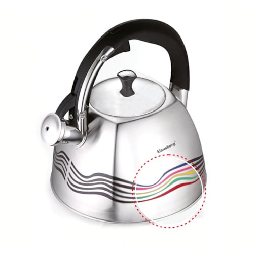 Czajnik stalowy z gwizdkiem 3.0L zmieniający kolor indukcja KLAUSBERG