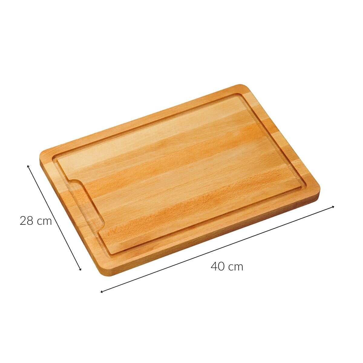 Deska do krojenia z drewna bukowego, prostokątna, z rowkami, Kesper