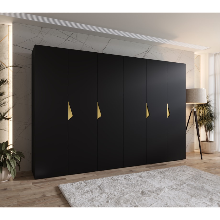 Szafa uchylna Sandi 1 300 (2X150) wys 202 cm Czarny + u Złoty