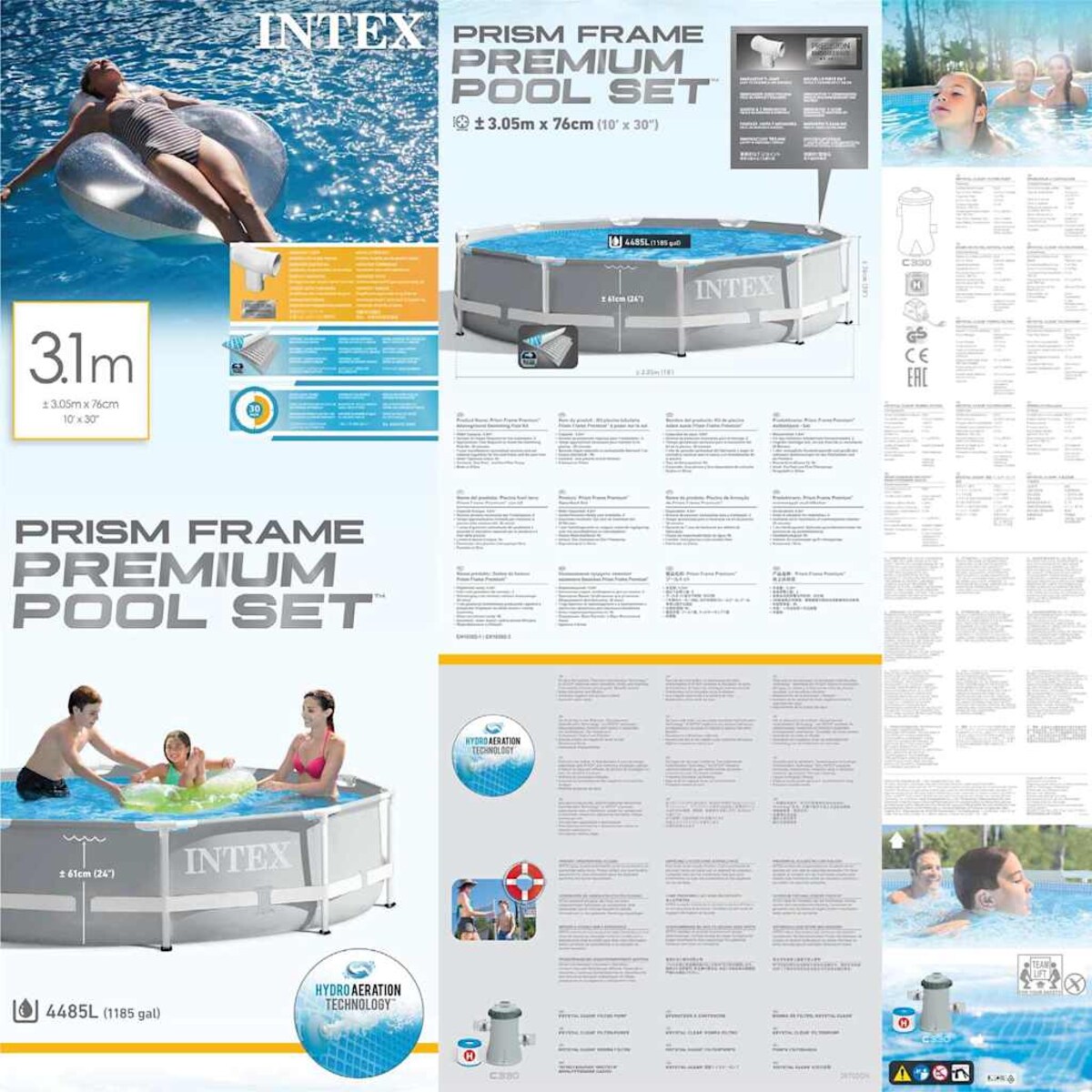 Intex Basen Prism Frame Premium z akcesoriami, 305x76 cm