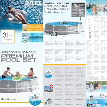 Intex Basen Prism Frame Premium z akcesoriami, 305x76 cm