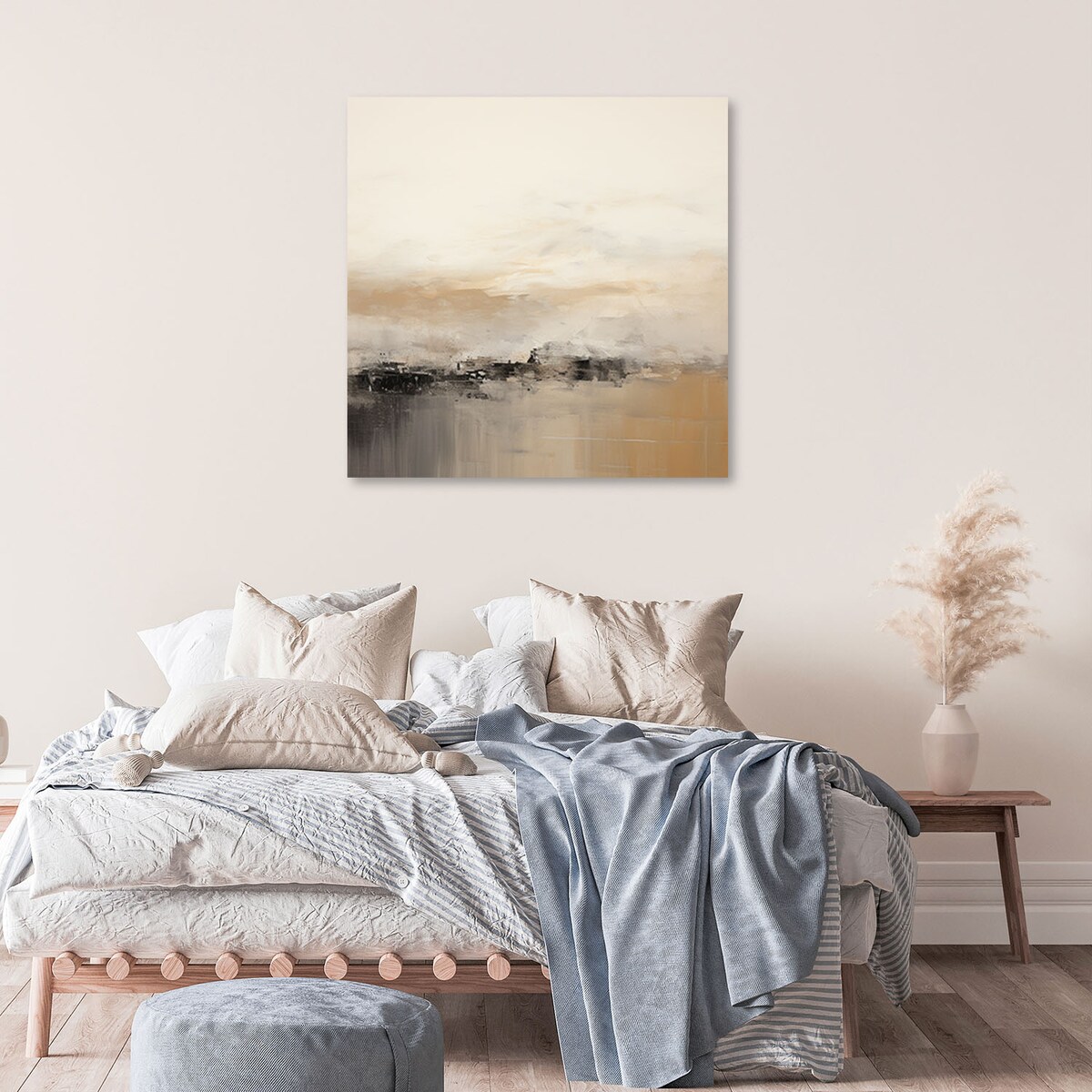 Abstrakcyjny Obraz do salonu sypialni kuchni biura loftu Tekstura Beżowy Złoty 60x60