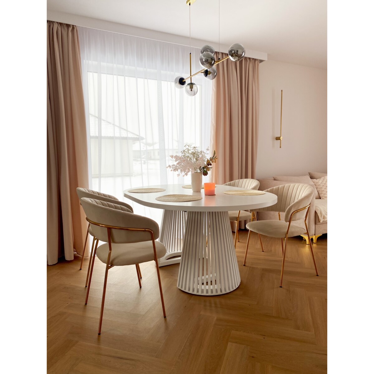 Stół DUSTO rozkładany z lamelami 120/220 Biały