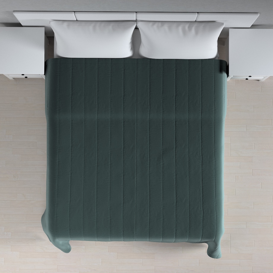Narzuta pikowana w pasy 130x210 zgaszony szmaragd - welwet