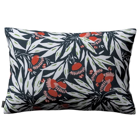 Poszewka Kinga na poduszkę prostokątną 60x40 kwiaty na granatowym tle