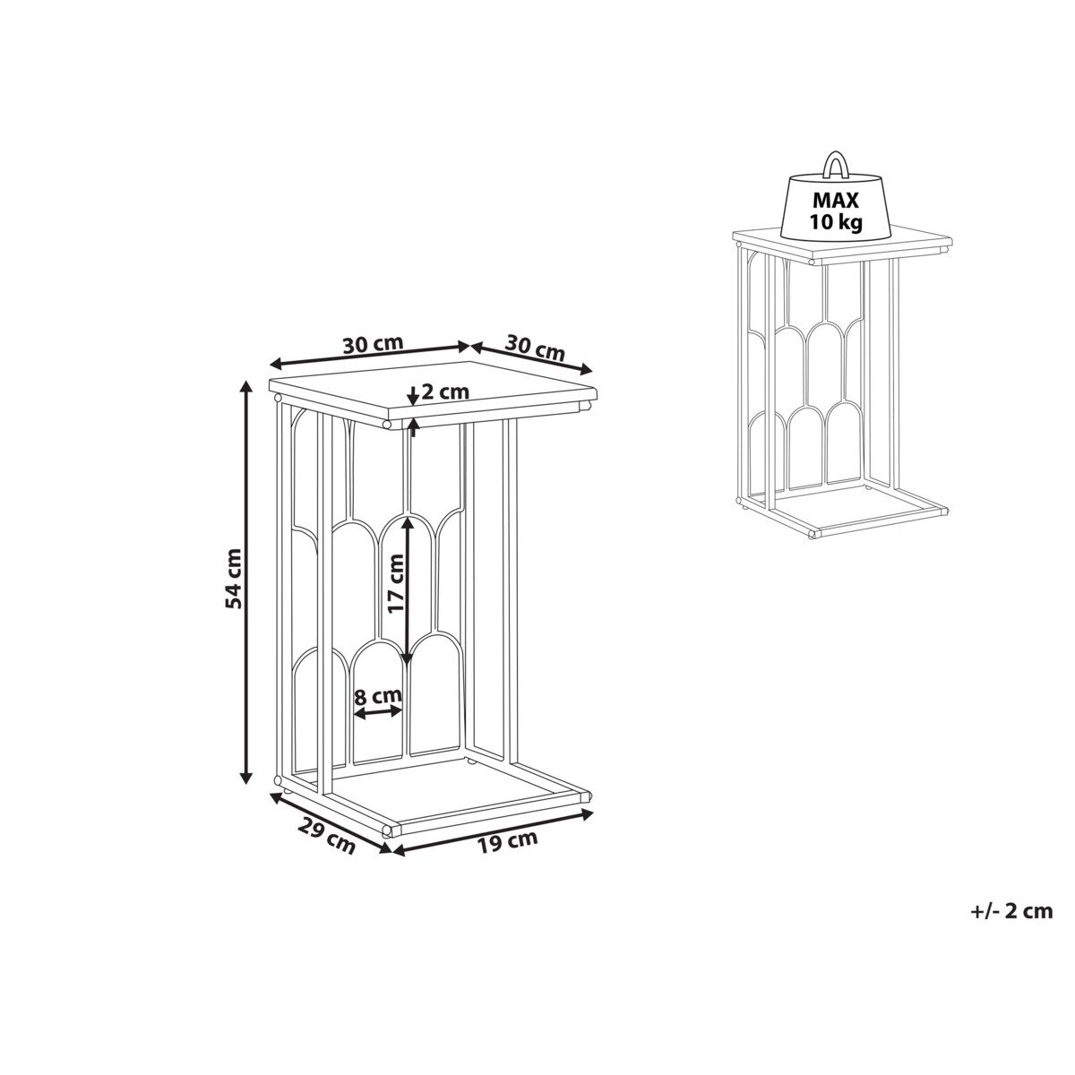 Stolik pomocniczy efekt marmuru biało-złoty PANDALE