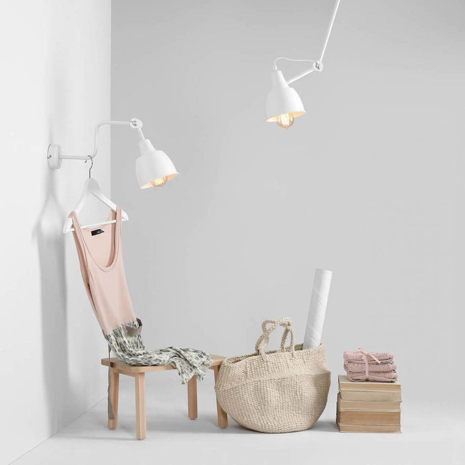 Loftowa lampa ścienna 991C2 Aldex regulowany kinkiet industrialny biały