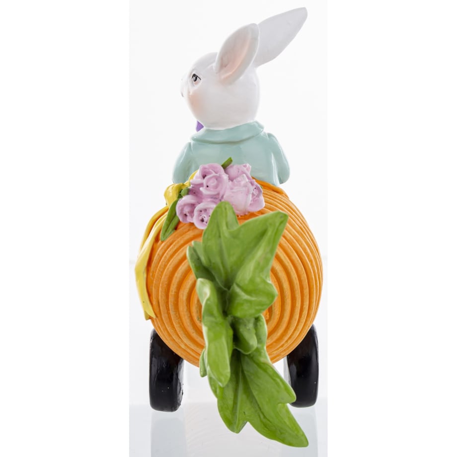 Dekoracja - królik AUTOMOBILISTA na marchewce 12,5x22x6 cm