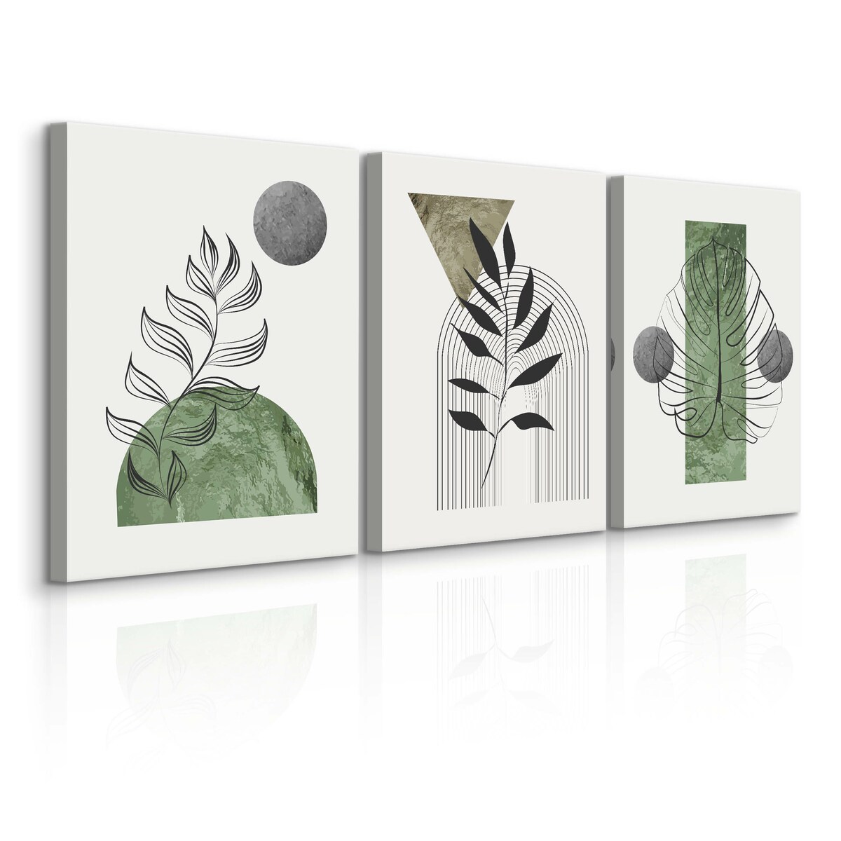 3x Obraz Ścienny Do Salonu Set Liście Tropikalne Abstrakcja Styl Boho 30x40cm