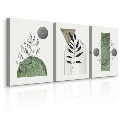 3x Obraz Ścienny Do Salonu Set Liście Tropikalne Abstrakcja Styl Boho 30x40cm