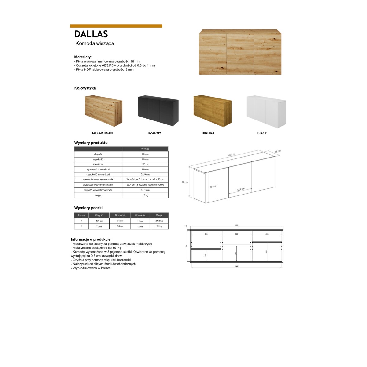 Komoda Dallas biała