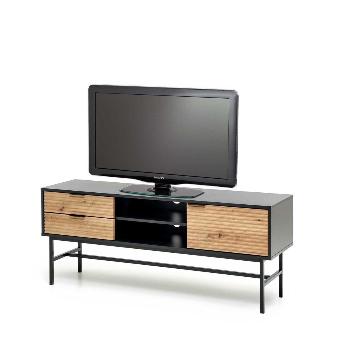 SZAFKA RTV Nihala 150/40/61 cm CZARNA fronty dąb artisan