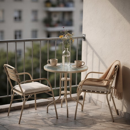 Stolik OGRODOWY na BALKON taras 60cm stół SZKLANY balkonowy OKRĄGŁY metal