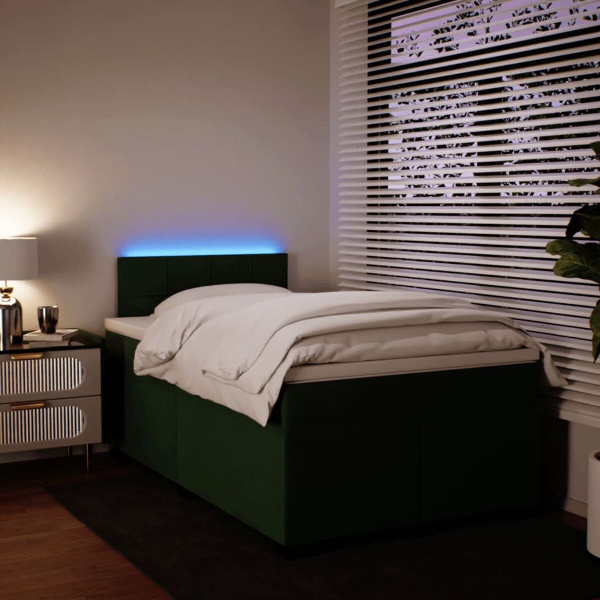 vidaXL Łóżko kontynentalne z materacem, ciemnozielone, 120x200 cm